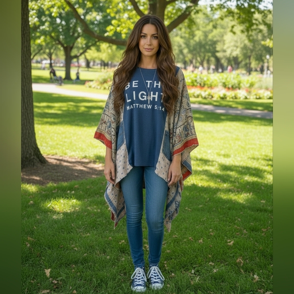 Upcycled Tops - UPCYCLED Kantha Poncho Top OS